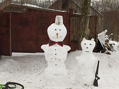 Аркадакцы развлекаются на каникулах лепкой снеговиков